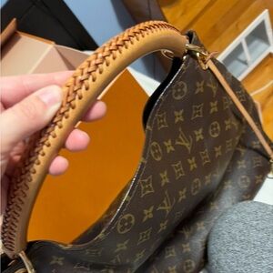 Louis Vuitton Monogram Canvas Shoulder Bag with Tan Braided Handle